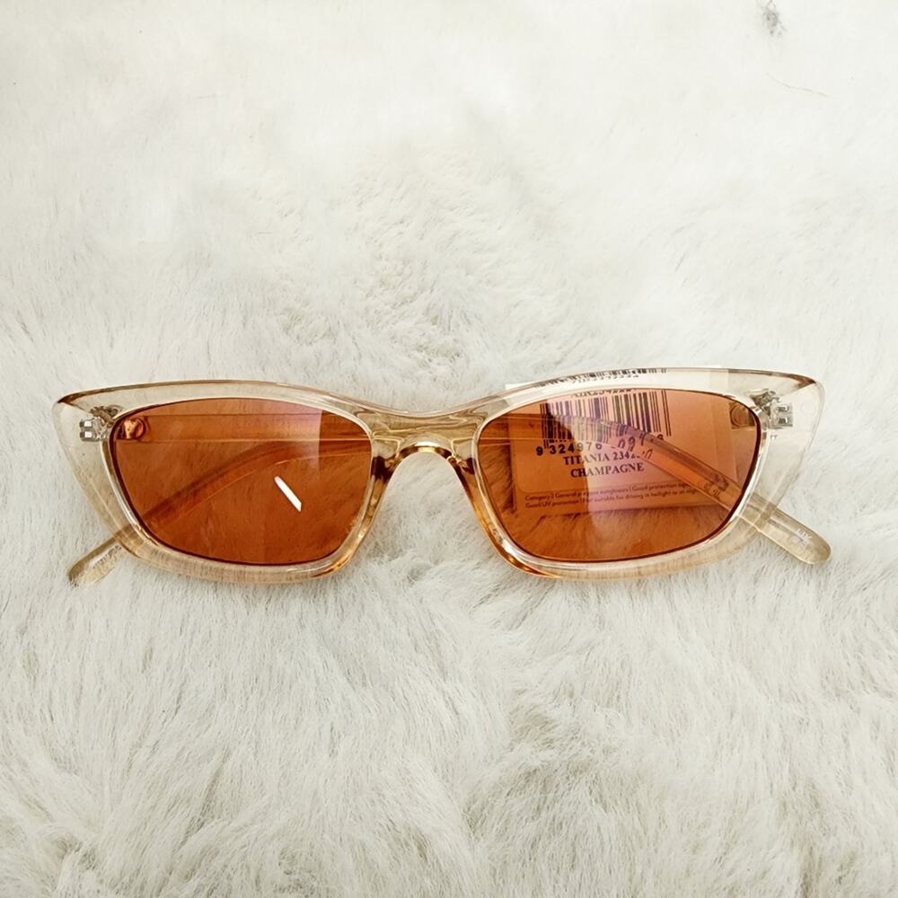 AIRE Titania Sunglasses Champagne Pink Tint Cat Eye NWT Revolve Small Fit - Picture 5 of 10